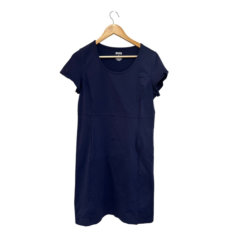 Duluth Trading Co NoGA Classic Short Sleeve Dress Navy Blue Size M UPF Pockets